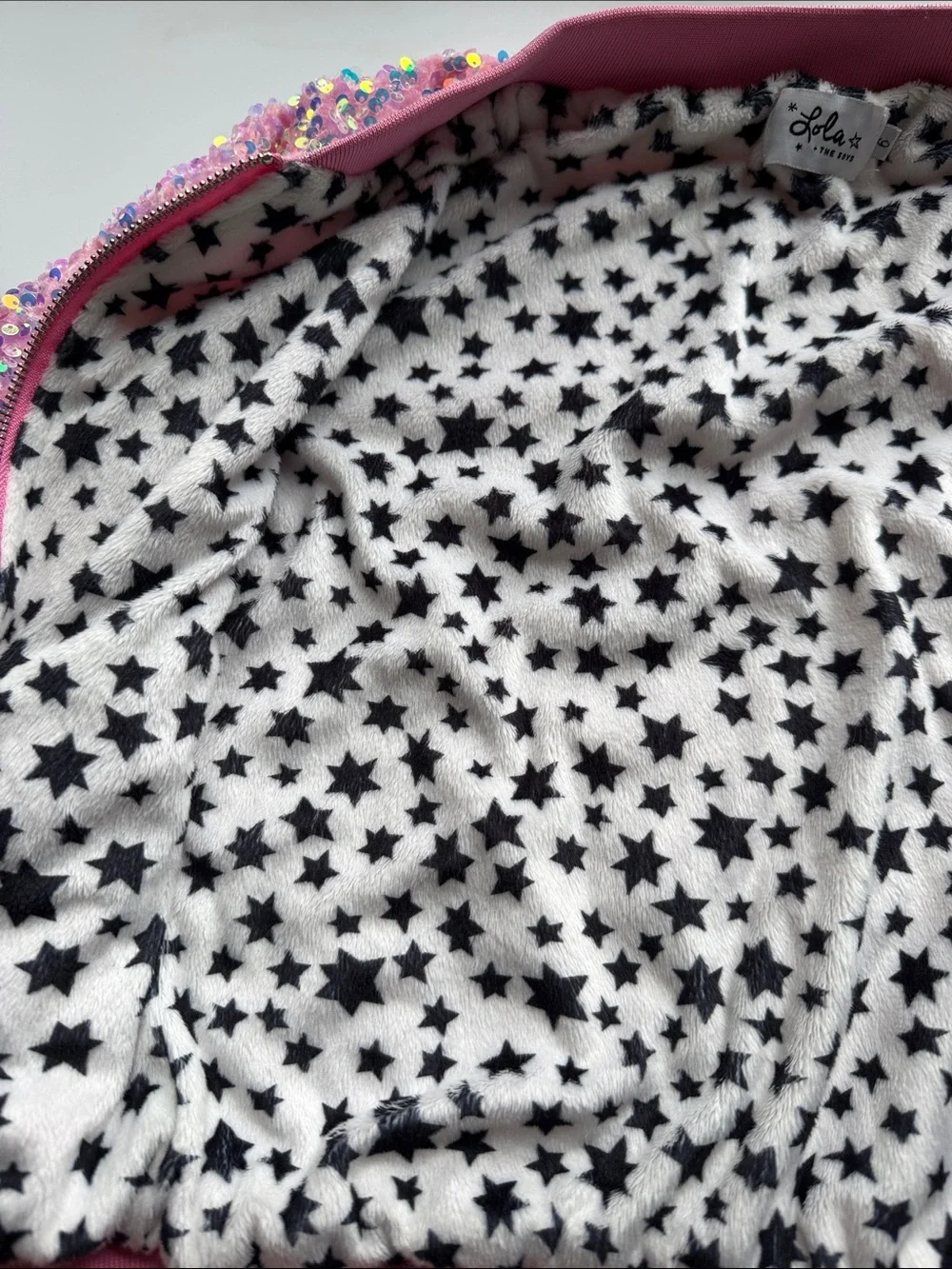 Lola + The Boys Pink Sequin Star Zip Jacket